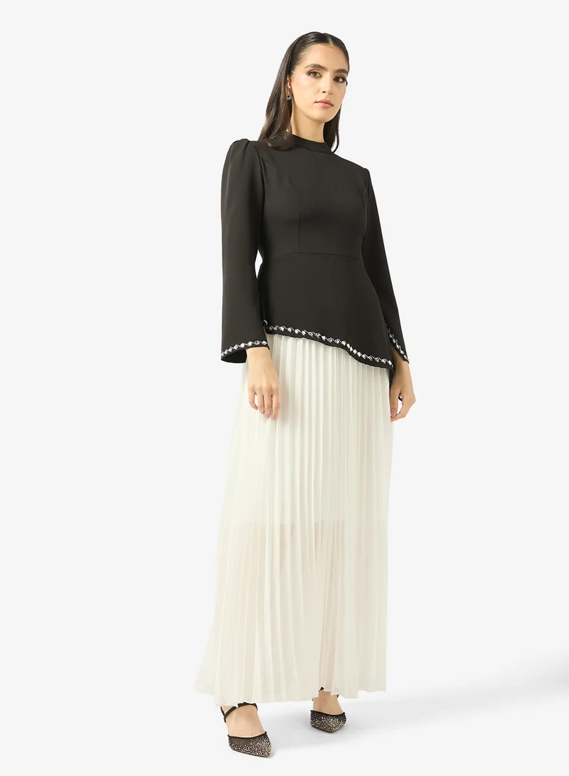 خزانة Dress With Aysmmetric Drop Waist Hem & Pleated Skirt